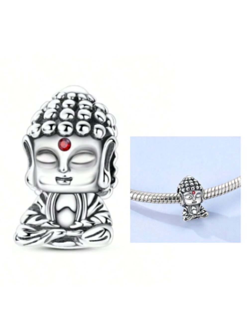 New Unisex Buddha statue Silver Charm for Pandora type Bracelet or Chain